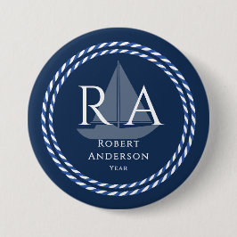 Nautic Rope Monogram Navy Button