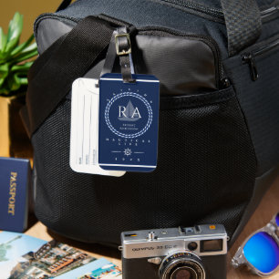 Nautic Rope Monogram Navy Gepäckanhänger