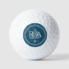 Nautic Rope Monogram Navy Golfball