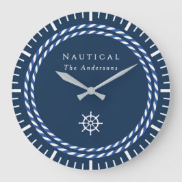 Nautic Rope Navy Große Wanduhr
