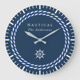 Nautic Rope Navy Große Wanduhr