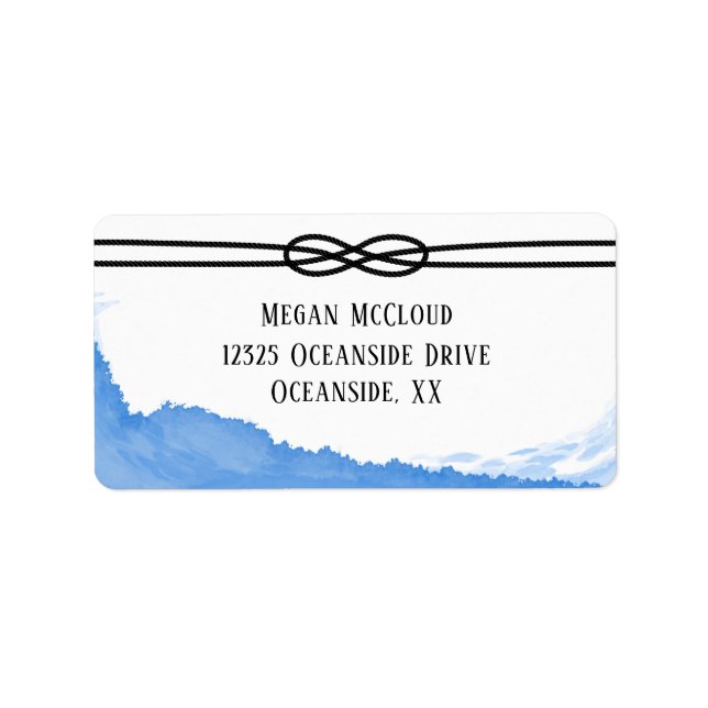 Nautic Rope Ocean Blue Watercolor Adressaufkleber (Vorne)