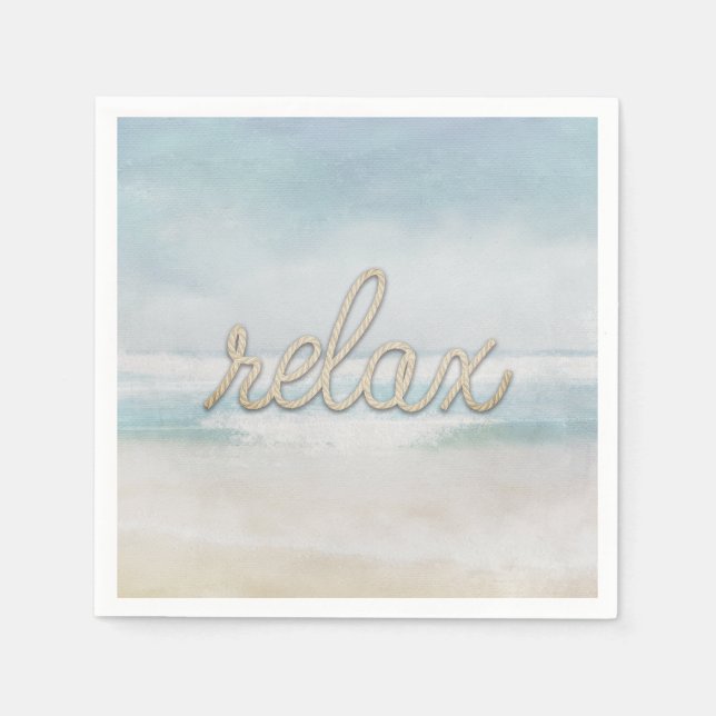 Nautic Rope Relax Text auf Ocean Napkins Serviette (Vorderseite)