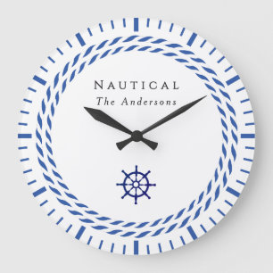 Nautic Rope White Wall Clock Große Wanduhr