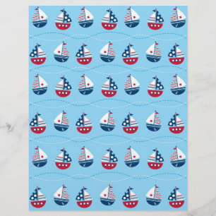 Nautic Sailboat Baby Scrapbook Paper