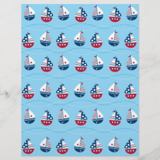 Nautic Sailboat Baby Scrapbook Paper