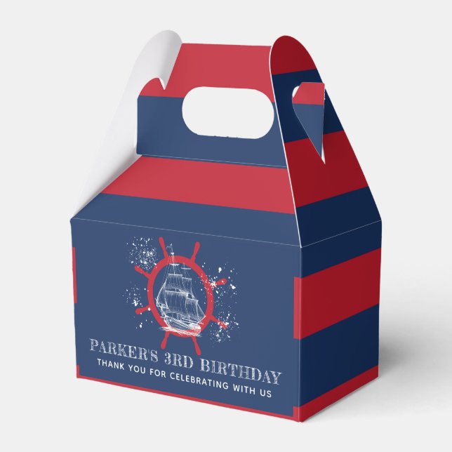 Nautic Sailboat Birthday Blue Geschenkschachtel (Vorderseite)