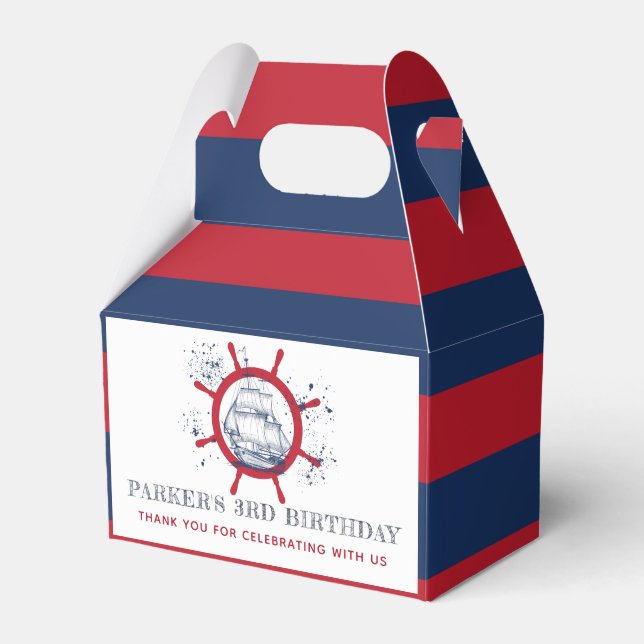 Nautic Sailboat Birthday Geschenkschachtel (Vorderseite)