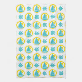 Nautic Sailboat Blue & Yellow Ocean Lake Theme Geschirrtuch