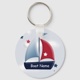 Nautic Sailboat Design Custom Round Schlüsselanhän Schlüsselanhänger