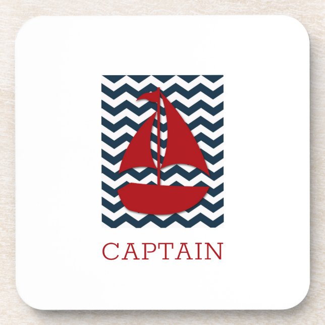 Nautic Sailboat Individuelle Name Red White Blue W Getränkeuntersetzer (Vorderseite)
