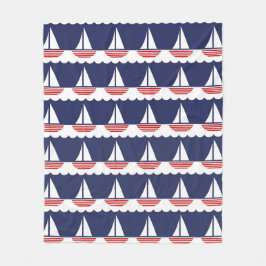 Nautic Sailboat Pattern Navy Blau und Rot Fleecedecke