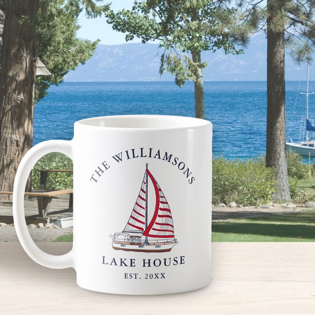 Nautic Sailboat Personalisiert Lake House Kaffeetasse (Von Creator hochgeladen)
