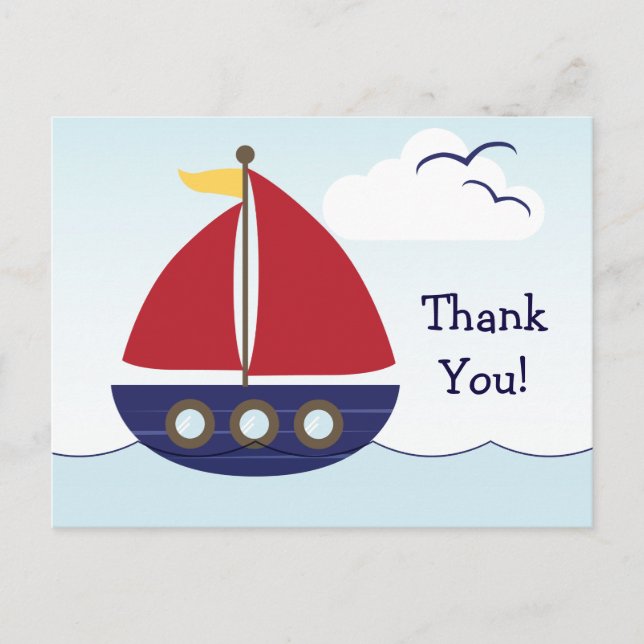 Nautic Sailboat Vielen Dank Postkarte (Vorderseite)