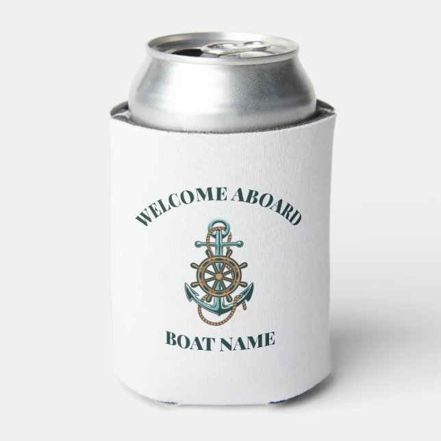 Nautic Sailing Anchor Bootsname hinzufügen Dosenkühler (Kanne Vorderseite)