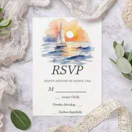 Nautic Sailing Sunset Watercolor Summer Ocean RSVP Karte