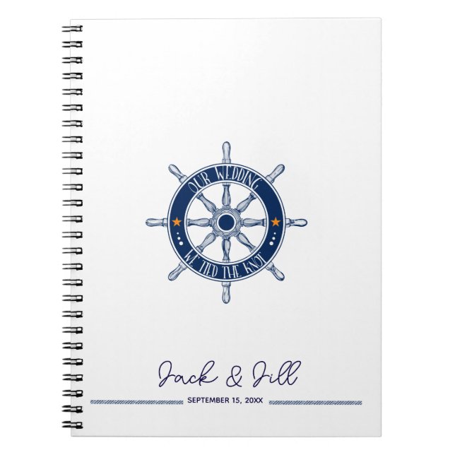 Nautic Schiff Hochzeit Gästebuch-Notebook Notizblock (Vorderseite)