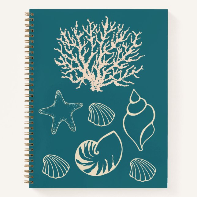 Nautic Seashell Sketchbook-Geschenk Notizbuch (Vorderseite)