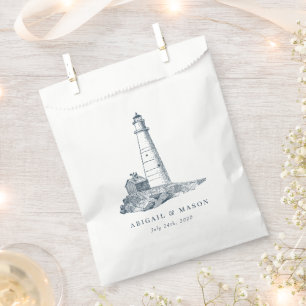 Nautic Seaside Lighthouse Dark Blue Wedding Geschenktütchen