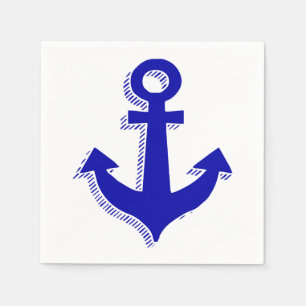 Nautic Ship Anchor Navy Blue & White Beach Serviette