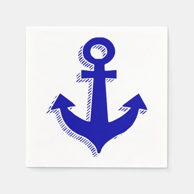 Nautic Ship Anchor Navy Blue & White Beach Serviette (Vorderseite)