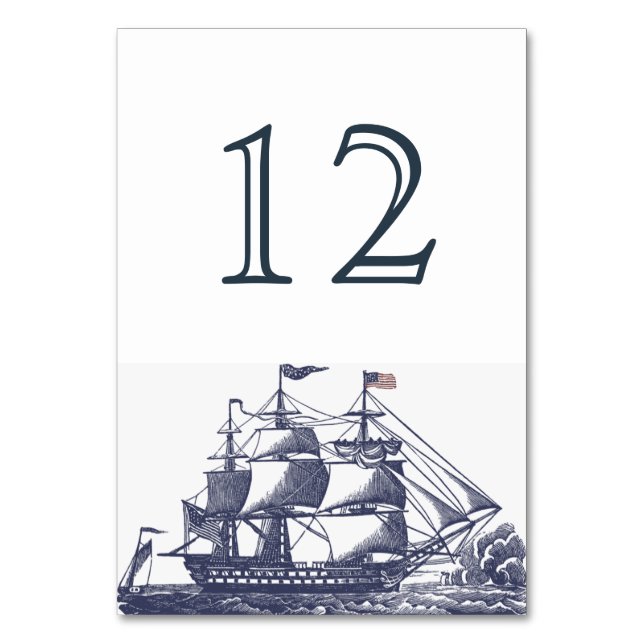 Nautic Ship Wedding Tischnummer Card (Vorderseite)