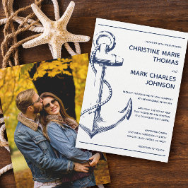 Nautic Sketch Anchor Foto Hochzeitseinladung Einladung