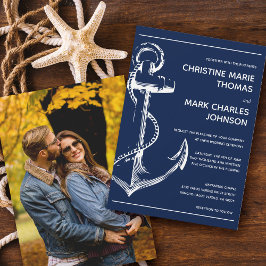 Nautic Sketch Anchor Foto Navy Hochzeit Einladung