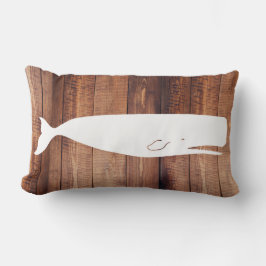 Nautic Sperm Whale Silhouette & Holzplanks Lendenkissen