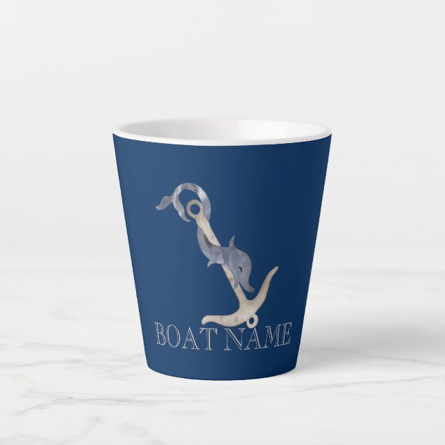 Nautic Spirit Anchor Dolphin Navy Blue Milchtasse (Vorderseite)