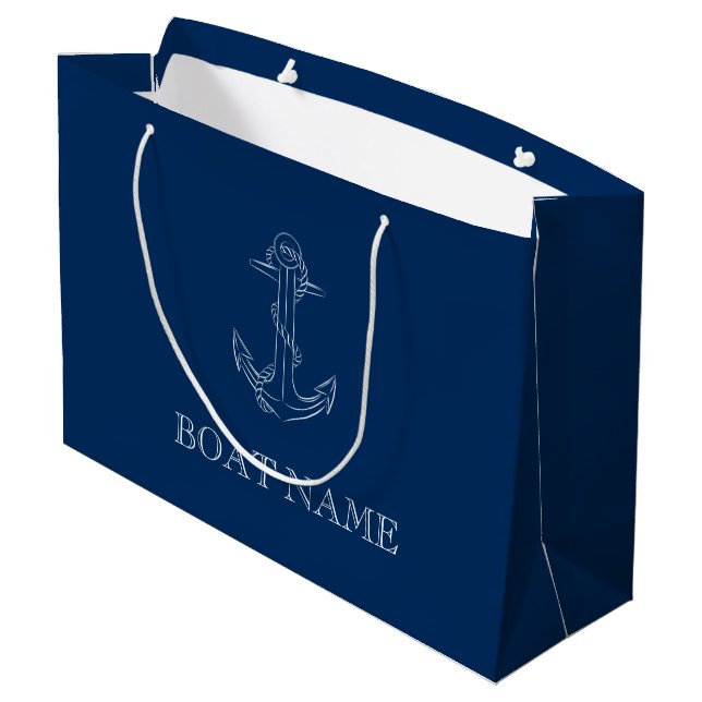 Nautic Spirit Anchor Navy Blue Große Geschenktüte (Rückseite Schrägansicht)