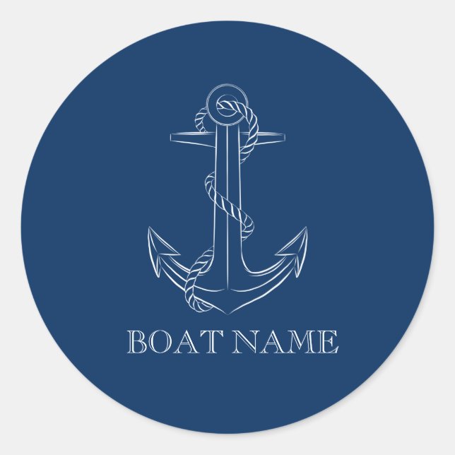 Nautic Spirit Anchor Navy Blue Runder Aufkleber (Vorderseite)