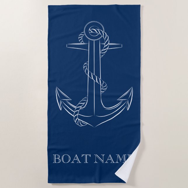 Nautic Spirit Anchor Navy Blue Strandtuch (Vorderseite)