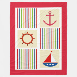 Nautic Stripe Sherpa Fleece Blanket mit Anker