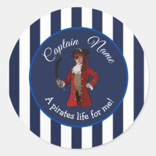 Nautic Stripes Boy Pirate  Runder Aufkleber
