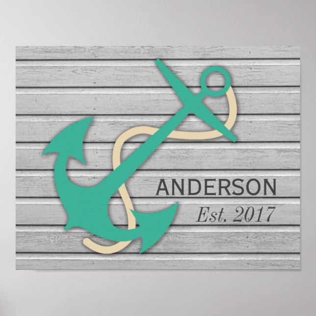 Nautic Style Ihr Familienname Poster (Vorne)
