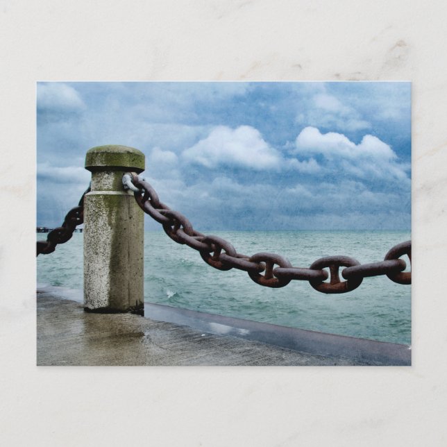 Nautic Summer Beach Front Blue Trendy Postkarte (Vorderseite)