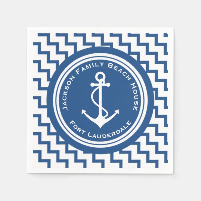 Nautic Theme Anchor Family Beach House Party Serviette (Vorderseite)