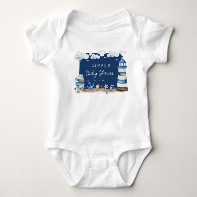 Nautic Theme Baby Shower Baby Bodysuit Strampler (Vorderseite)