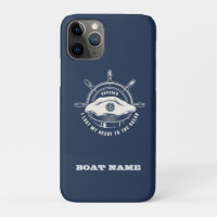 Nautic Theme Boat Name Navy Blue