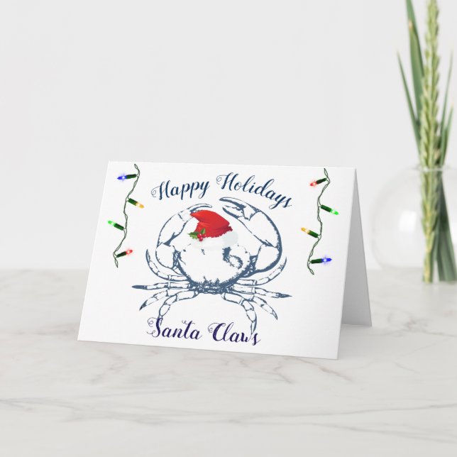 Nautic Theme Crab Holiday Card Feiertagskarte (Vorderseite)