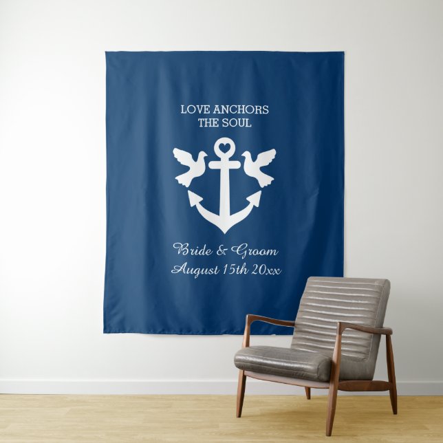 Nautic Theme Hochzeit benutzerdefiniertes Foto Hin Wandteppich (Beispiel)