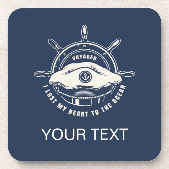 Nautic Theme Navy Blue Your Text Getränkeuntersetzer (Vorderseite)