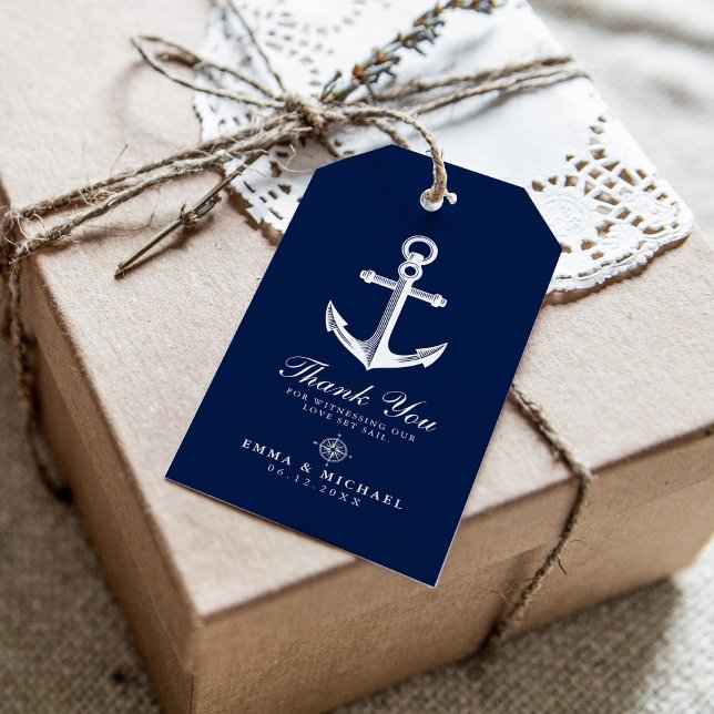 Nautic Theme Wedding Anchor Custom Navy Geschenkanhänger (Von Creator hochgeladen)