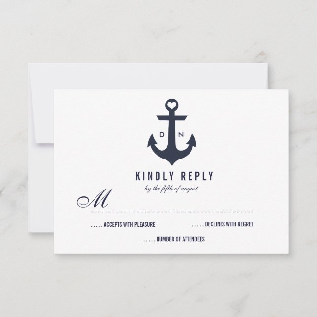 Nautic Theme Wedding RSVP | Hochzeit (Vorderseite)