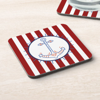 Nautic Themed Anchor Sailing Blue Red White Getränkeuntersetzer