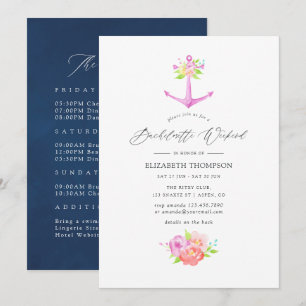 Nautic Themed Floral Bachelorette Weekend Einladung