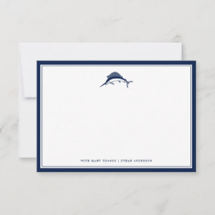 Nautic Themed   Swordfish Custom Office NoteCard Mitteilungskarte