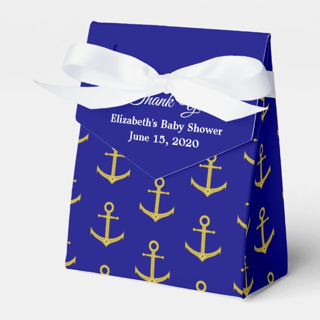 Nautic Vielen Dank Navy und Gold Geschenkschachtel (Vorderseite)
