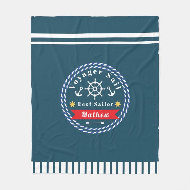 Nautic Voyager Best Sailor Dark Blue Fleecedecke (Vorderseite)